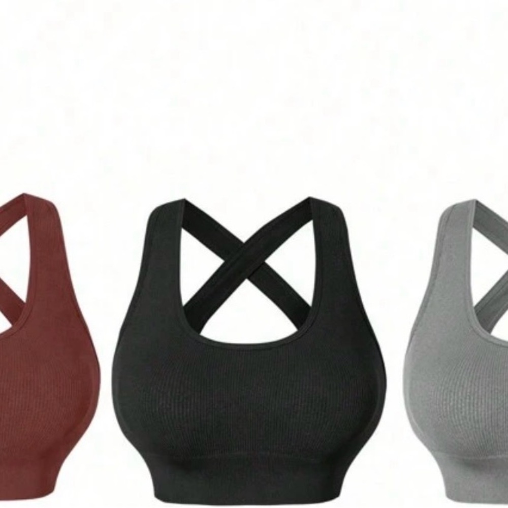 Women's Cross-Back Bralette - Black, Gray, and Brown